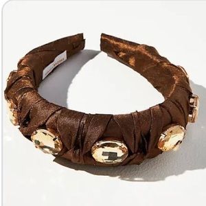 NWT bronzed puff crystal headband
